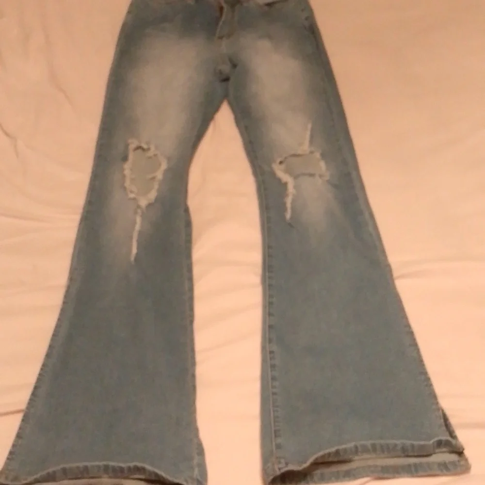 Vibe & Rant Flare Bottom High Rise Jeans - Picture 1 of 8